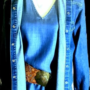 NWOT - Assymetrical Midi 100% Lyocell Jeans Color